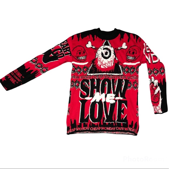 NEW YORK LAUNDRY Holiday Classics Halloween Sweater Red Black & White Size S - Picture 2 of 3